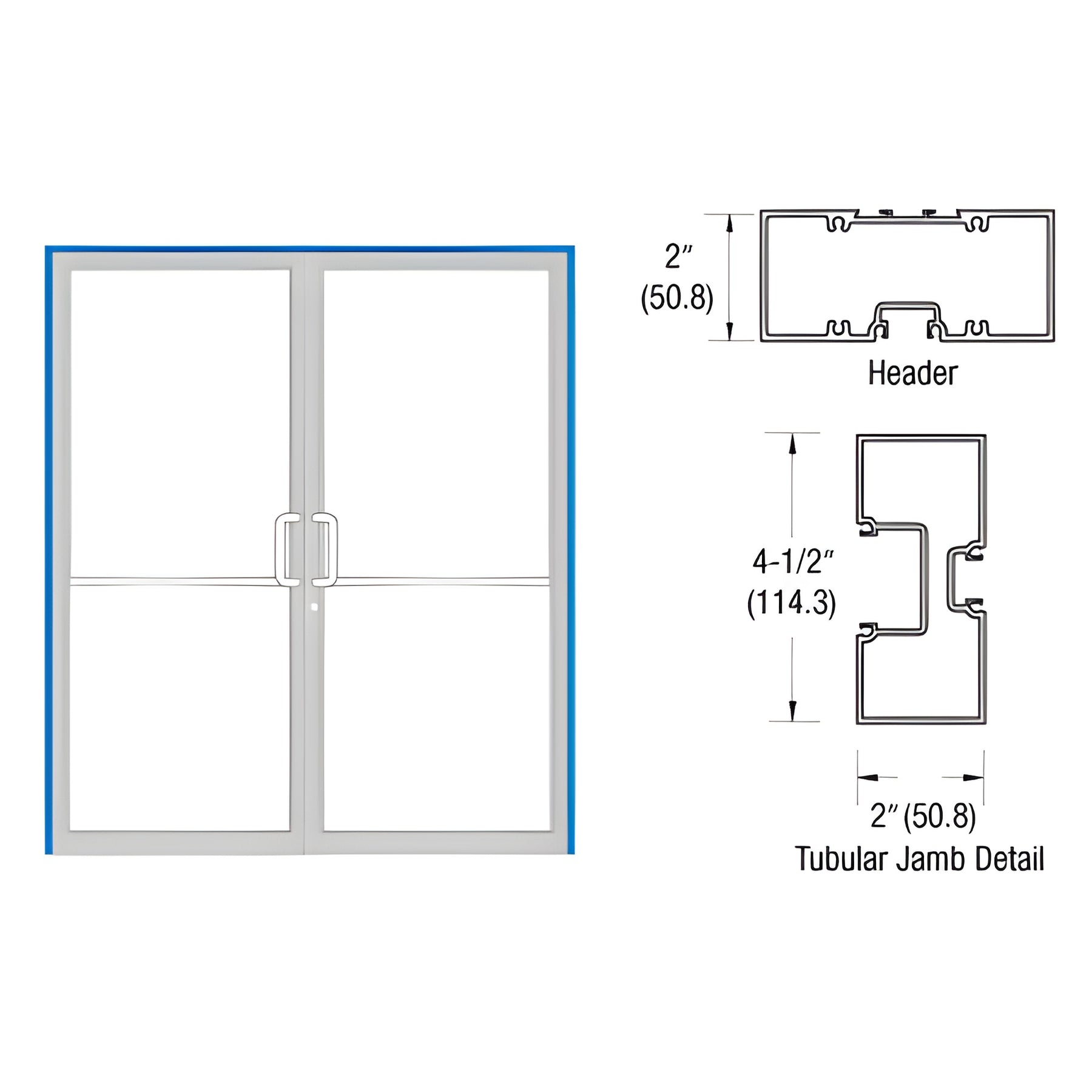 CRL-U.S. Aluminum Custom KYNAR® Paint Custom Size Series 451 Tubular Butt Hinge Up and Over Frame Complete (2F)