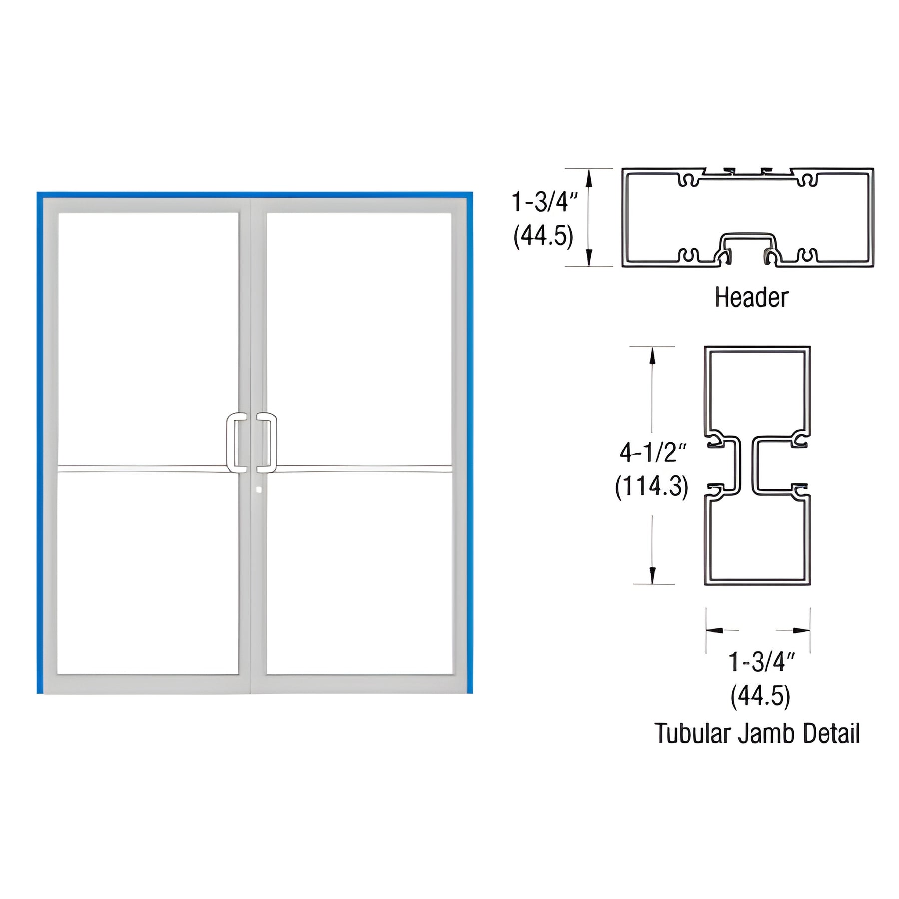 CRL-U.S. Aluminum Custom KYNAR® Paint Custom Sized Series 450 Tubular Gear Hinge Up and Over Frame Complete (2F)