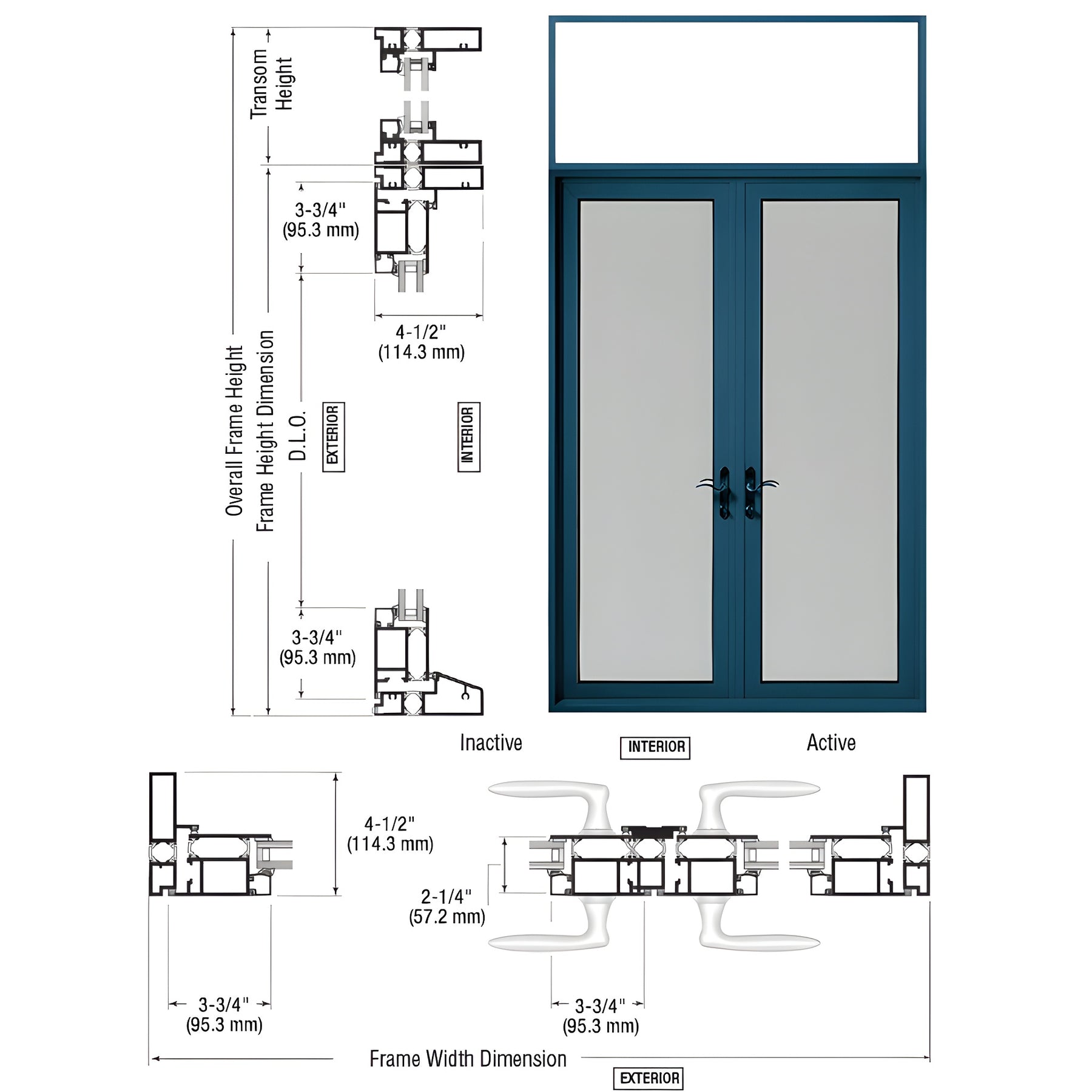 CRL-U.S. Aluminum Custom KYNAR® Paint Series 900 Terrace Door Pair Swing Out