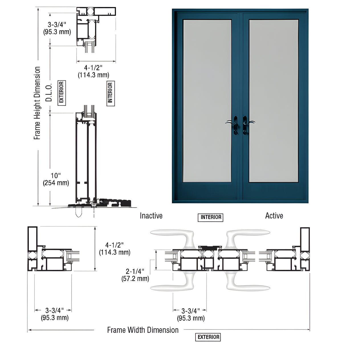 CRL-U.S. Aluminum Custom KYNAR® Paint Series 925 Patio Door Pair Swing Out