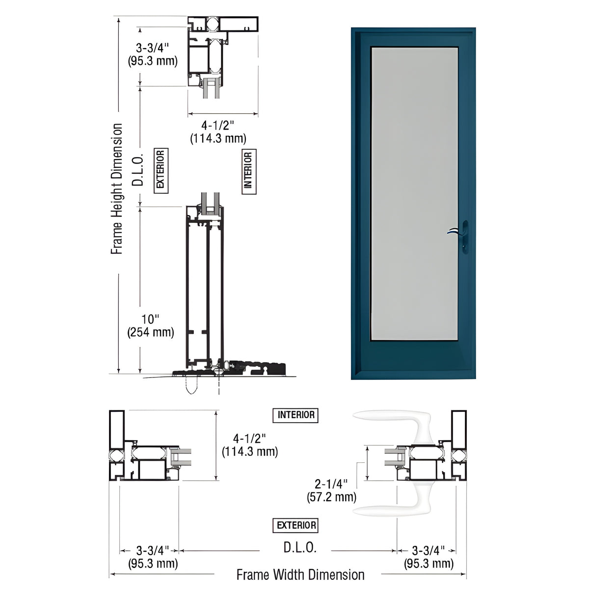 CRL-U.S. Aluminum Custom KYNAR® Paint Series 925 Single Patio Door Hinge Right Swing Out
