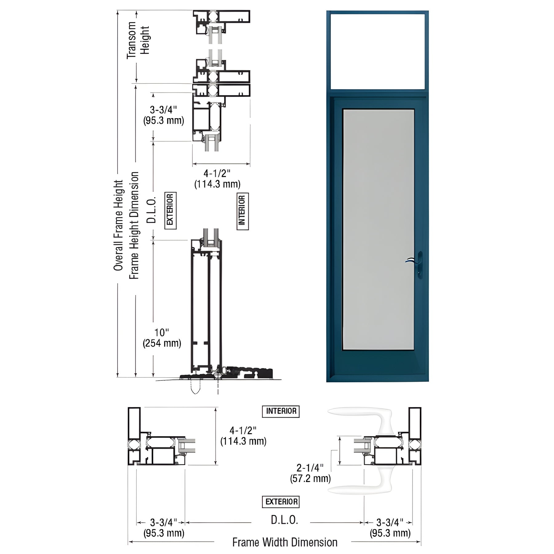 CRL-U.S. Aluminum Custom KYNAR® Paint Series 925 Single Transom Patio Door Hinge Right Swing Out