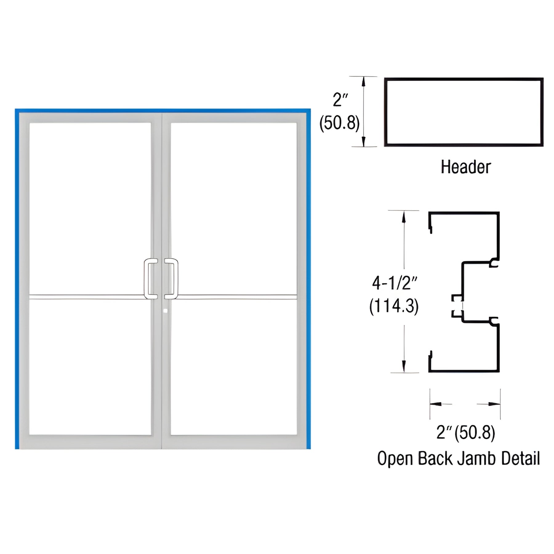 CRL-U.S. Aluminum Custom KYNAR® Paint and Custom Size Series IT451 Open Back Offset Pivot Up and Over Door Frame Complete (2F)