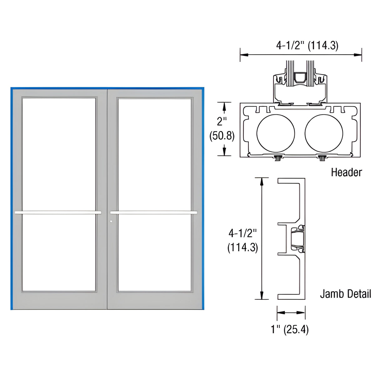 CRL-U.S. Aluminum Custom Painted Series DF800 Up/Over Sub Frame for a Pair of Doors