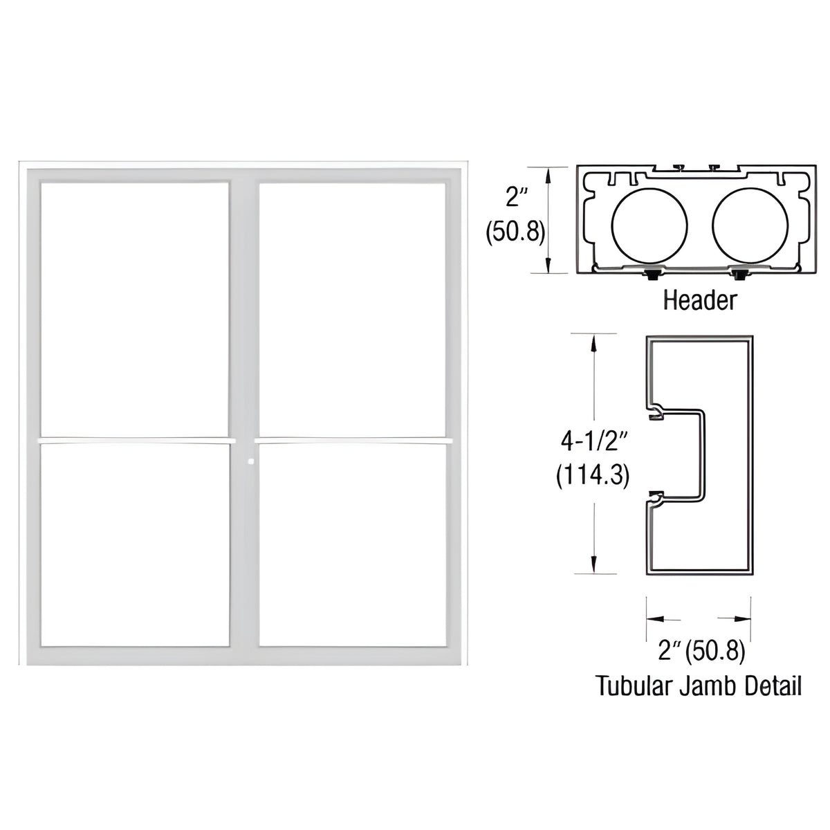CRL-U.S. Aluminum Custom Size Bone White KYNAR® Paint Series 451 Tubular Center Hung Up and Over Frame Complete (2F)