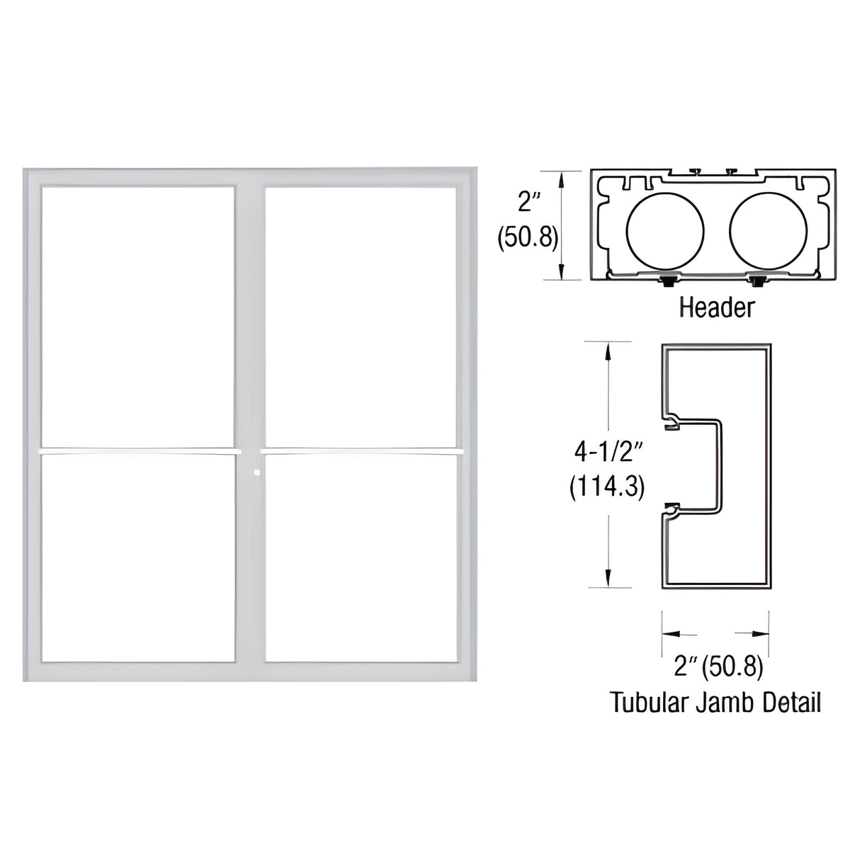 CRL-U.S. Aluminum Custom Size Clear Anodized Class 1 Series 451 Tubular Center Hung Up and Over Frame Complete (2F)