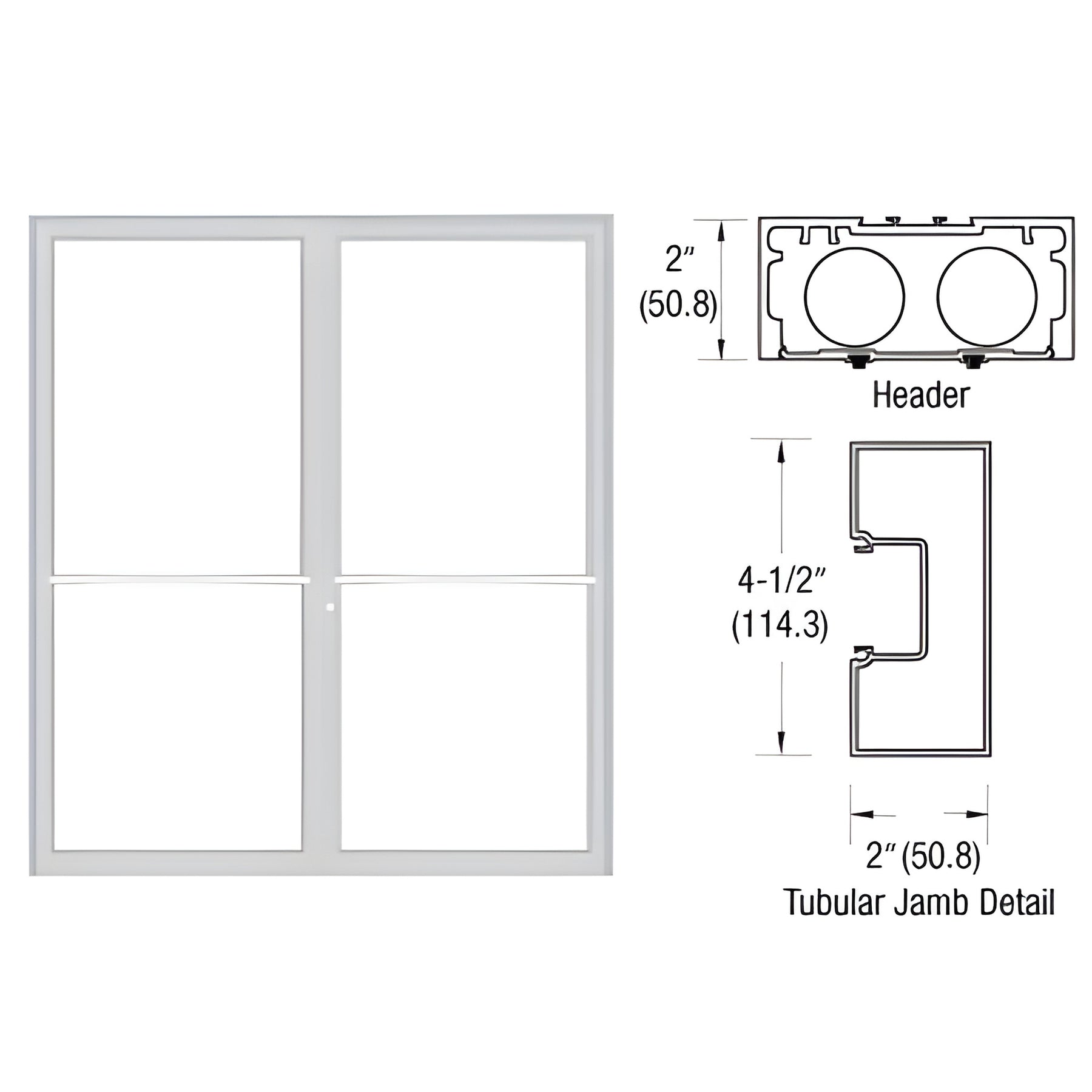 CRL-U.S. Aluminum Custom Size Clear Anodized Class 1 Series 451 Tubular Center Hung Up and Over Frame Complete (2F)