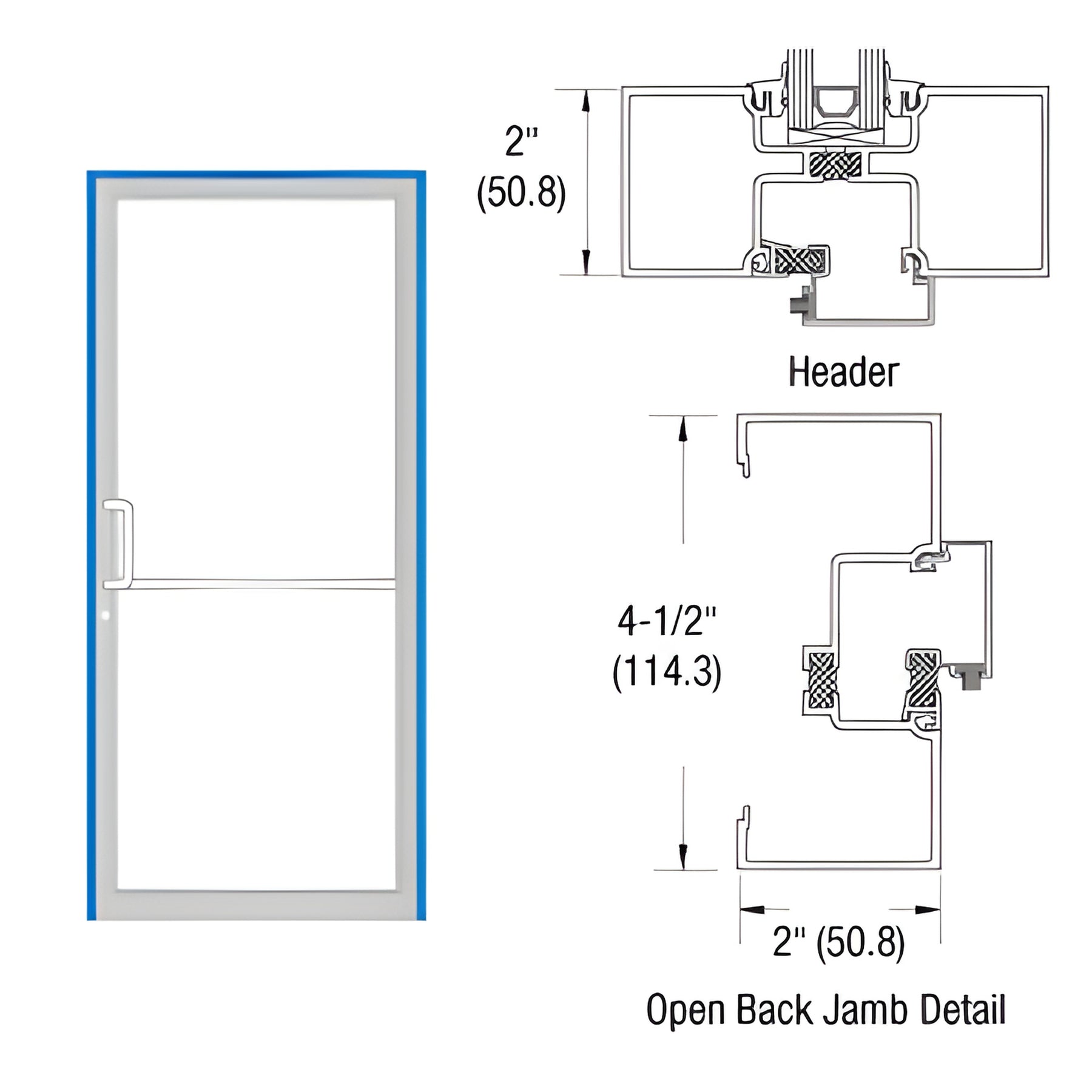 CRL-U.S. Aluminum Custom Size Custom KYNAR® Paint Series IT451 Open Back Offset Pivot Up and Over Frame Complete (1F)