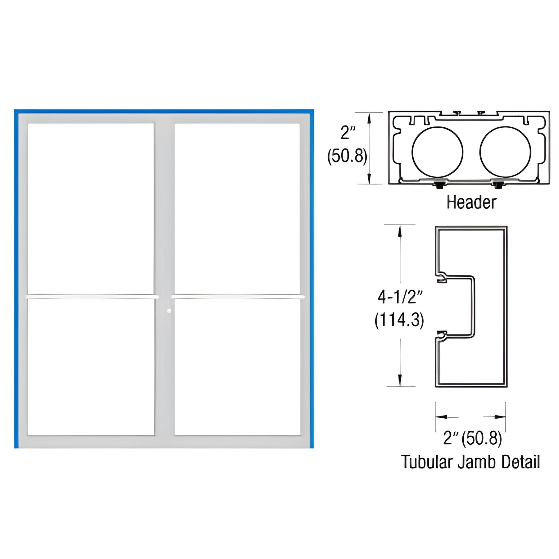 CRL-U.S. Aluminum Custom Size Custom Paint Series 451 Tubular Center Hung Up and Over Frame Complete (2F)