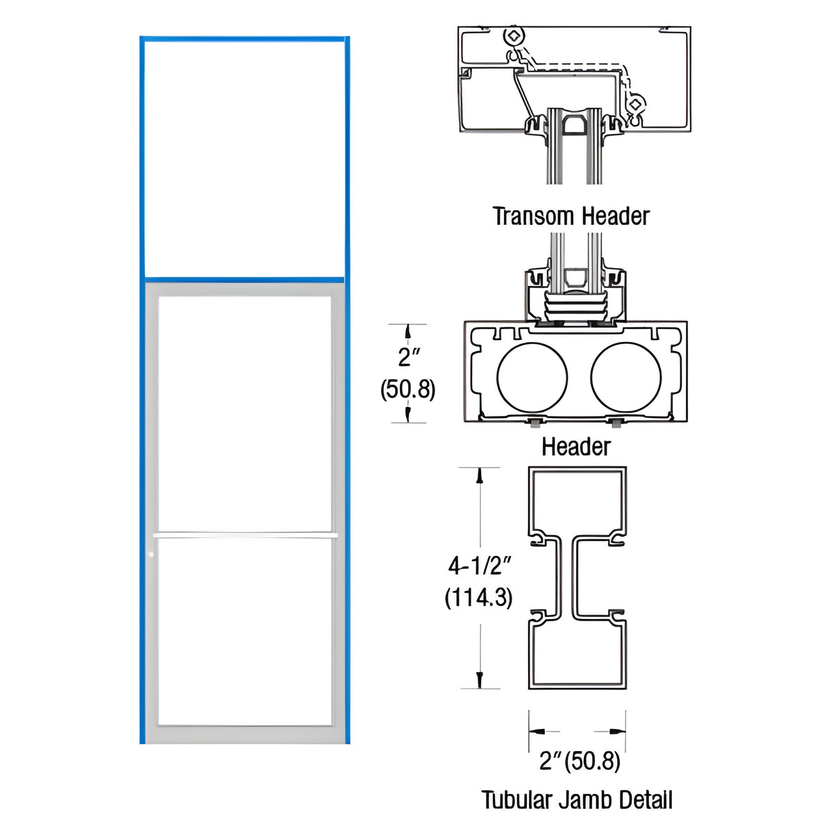 CRL-U.S. Aluminum Custom Size Dark Bronze/Black Anodized Class 1 Series 451 Tubular Center Hung Transom Frame Complete (1FT)