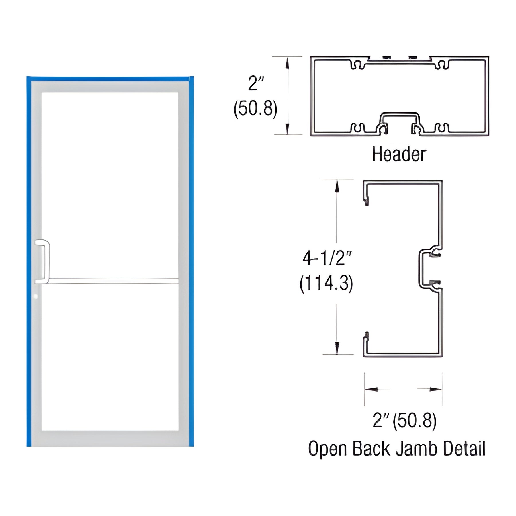 CRL-U.S. Aluminum Custom Size White KYNAR® Paint Series 451 Open Back Offset Pivot Up and Over Frame Complete (1F)
