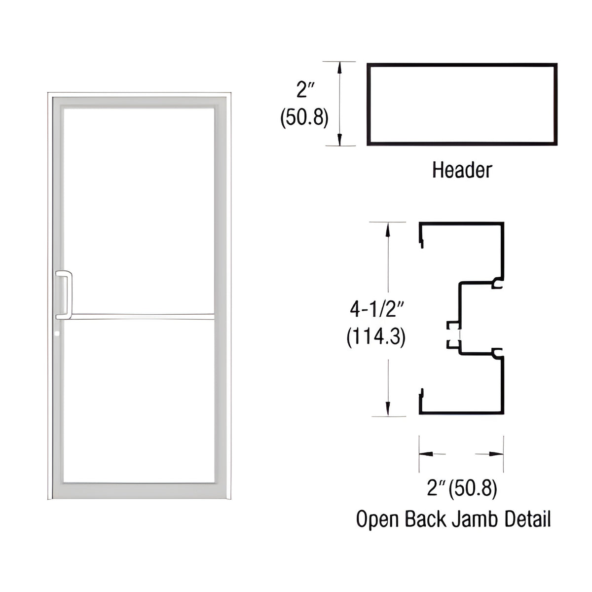 CRL-U.S. Aluminum Custom Size White KYNAR® Paint Series IT451 Open Back Offset Pivot Up and Over Door Frame Complete (1F)