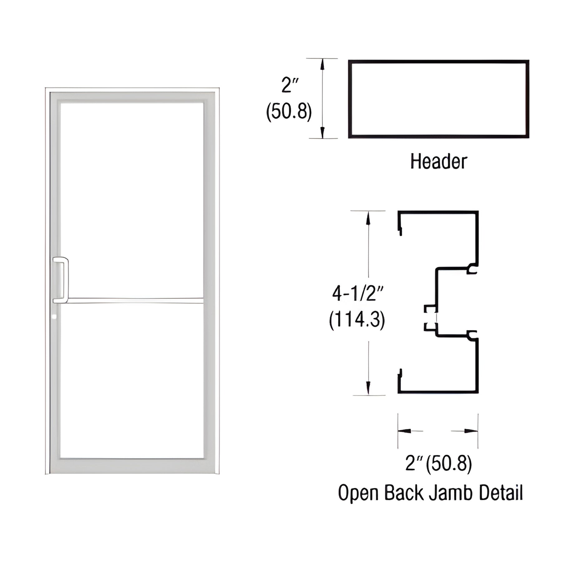 CRL-U.S. Aluminum Custom Size White KYNAR® Paint Series IT451 Open Back Offset Pivot Up and Over Door Frame Complete (1F)