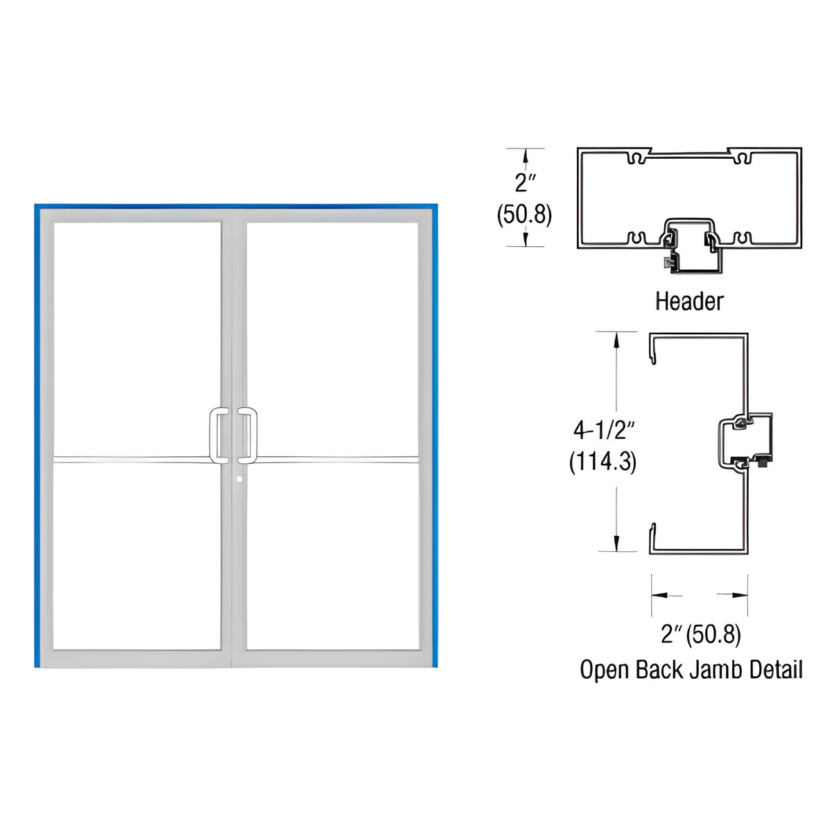 CRL-U.S. Aluminum Custom Size and Custom KYNAR® Paint Series 451 Open Back Gear Hinge Up and Over Frame Complete (2F)