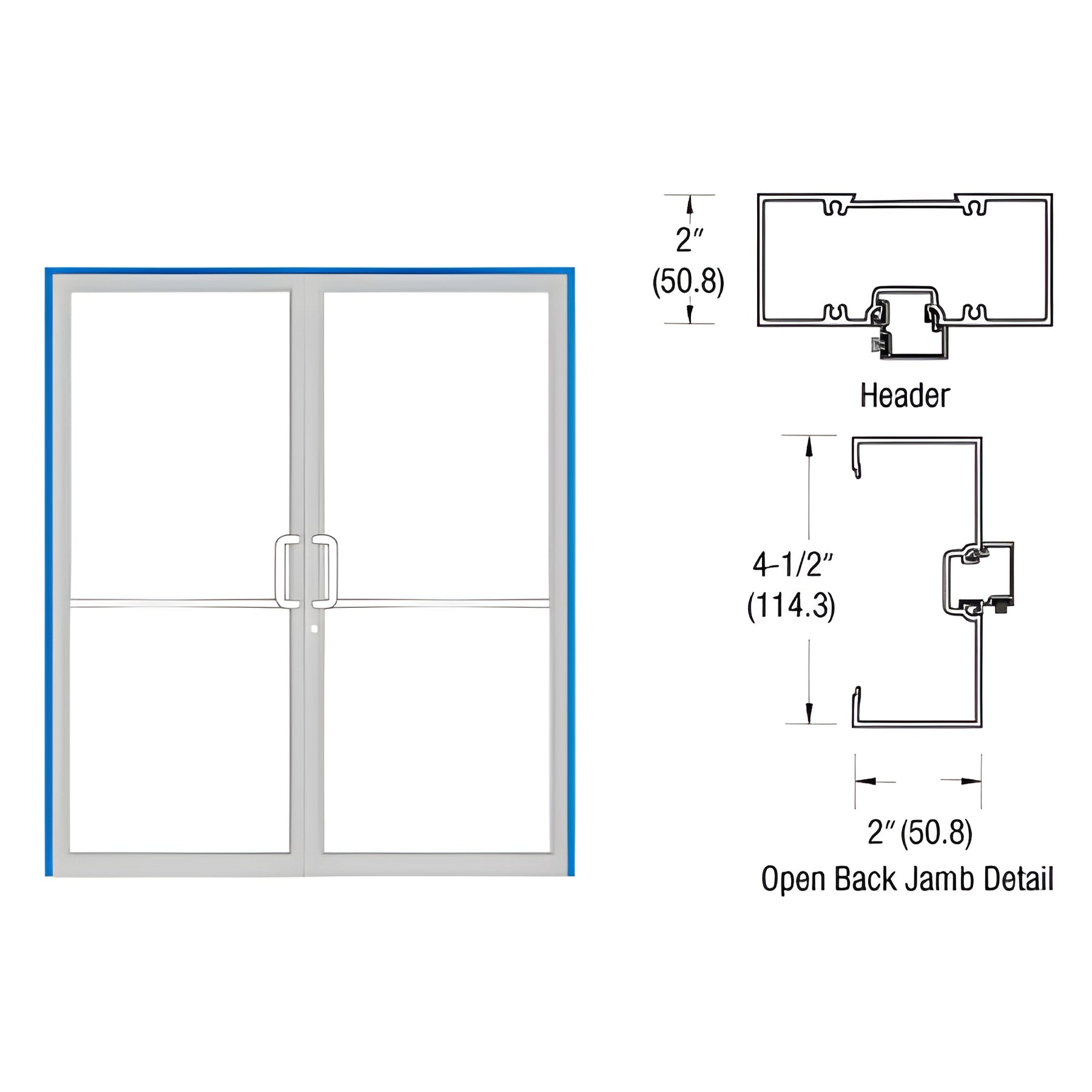 CRL-U.S. Aluminum Custom Size and Custom KYNAR® Paint Series 451 Open Back Gear Hinge Up and Over Frame Complete (2F)