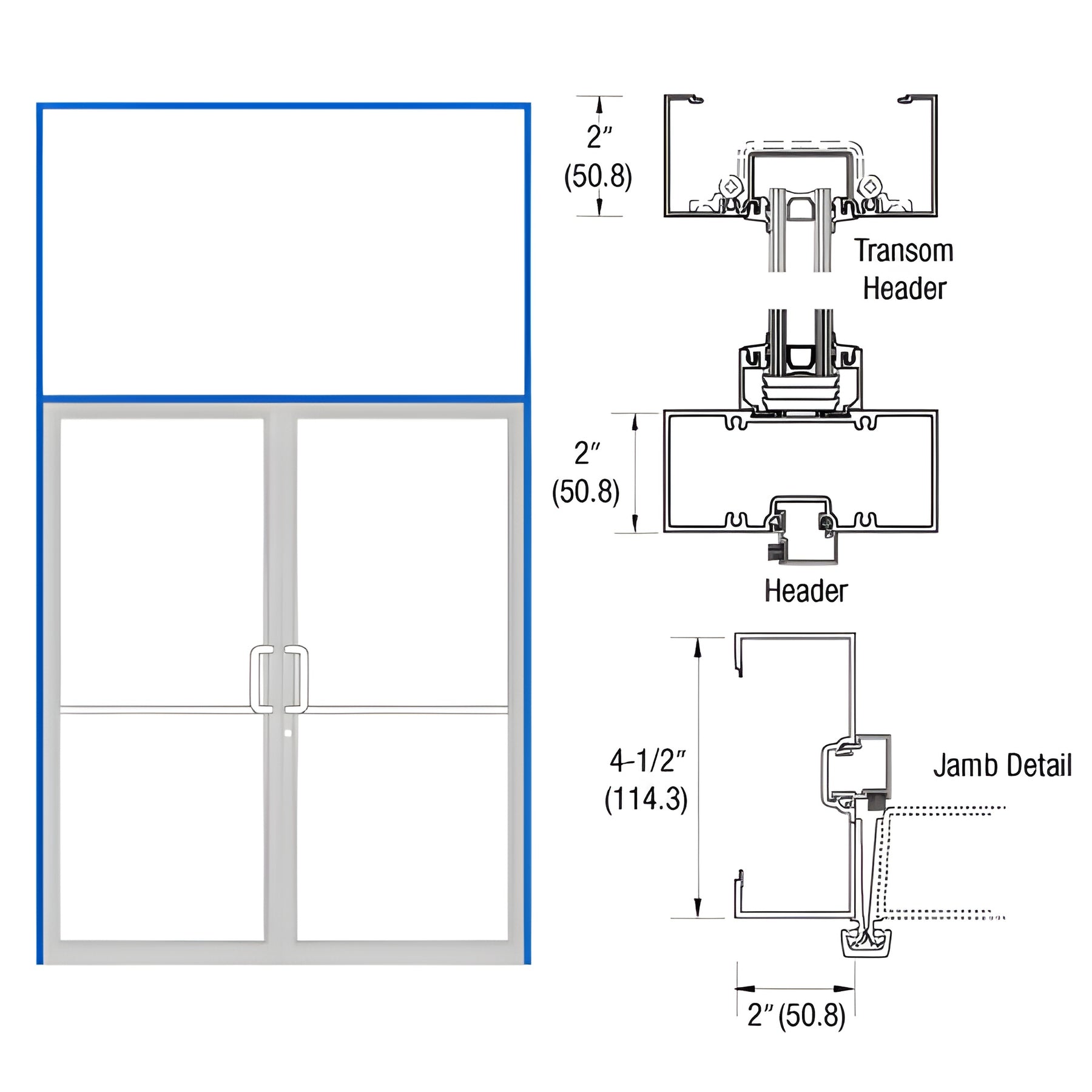CRL-U.S. Aluminum Custom Size and Custom KYNAR® Paint Series 451 Open Back Gear Hinge Transom Frame Complete (2FT)