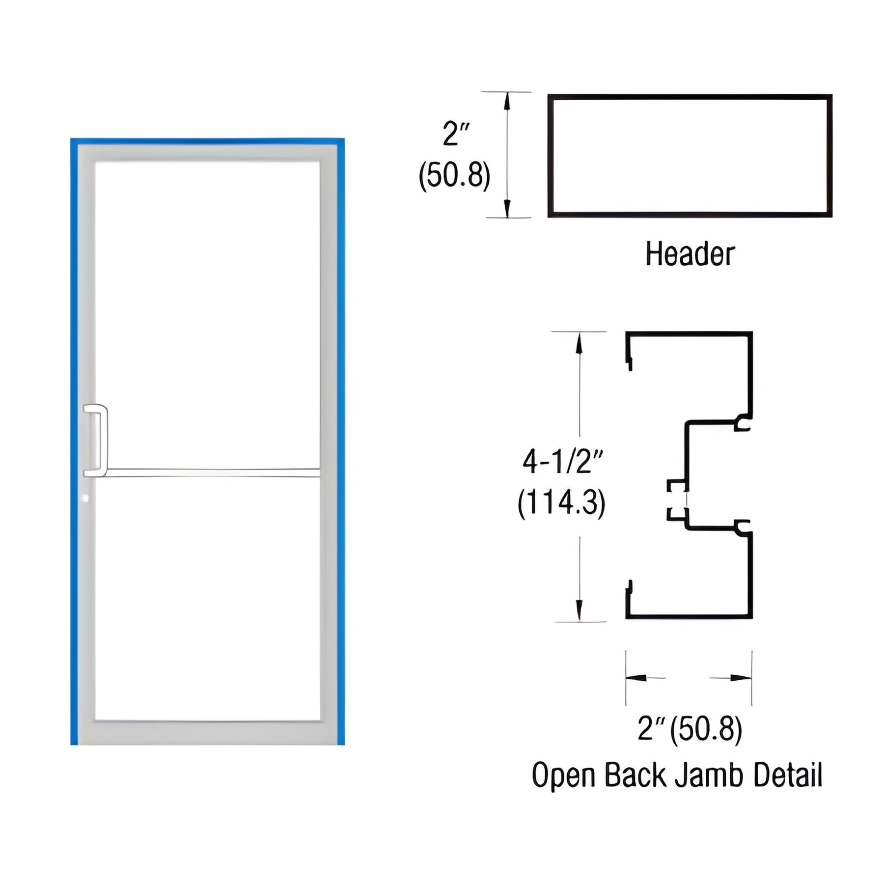 CRL-U.S. Aluminum Custom Size and Custom KYNAR® Paint Series IT451 Open Back Offset Pivot Up and Over Door Frame Complete (1F)