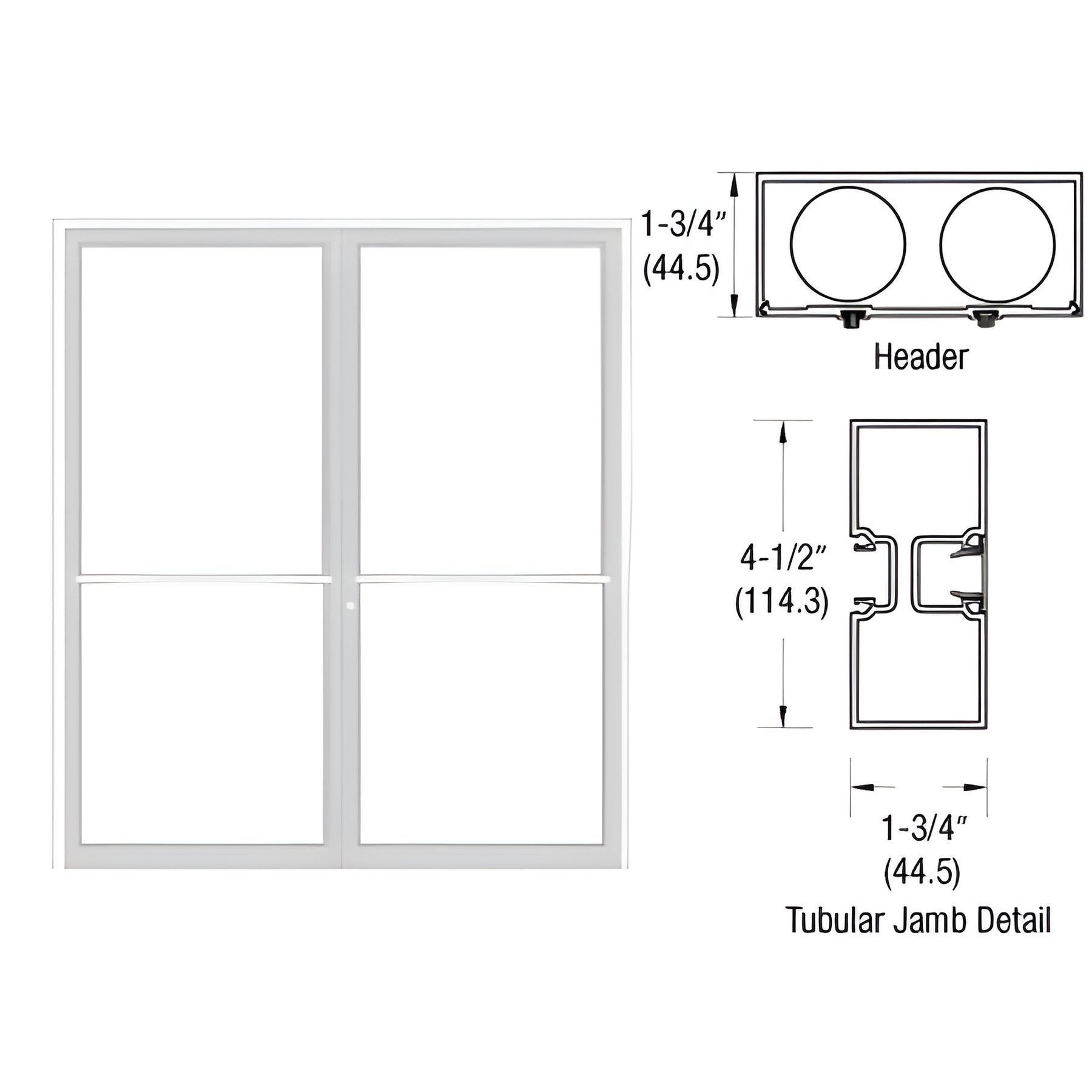 CRL-U.S. Aluminum Custom Sized Bone White KYNAR® Paint Series 450 Tubular Center Hung Up and Over Frame Complete (2F)
