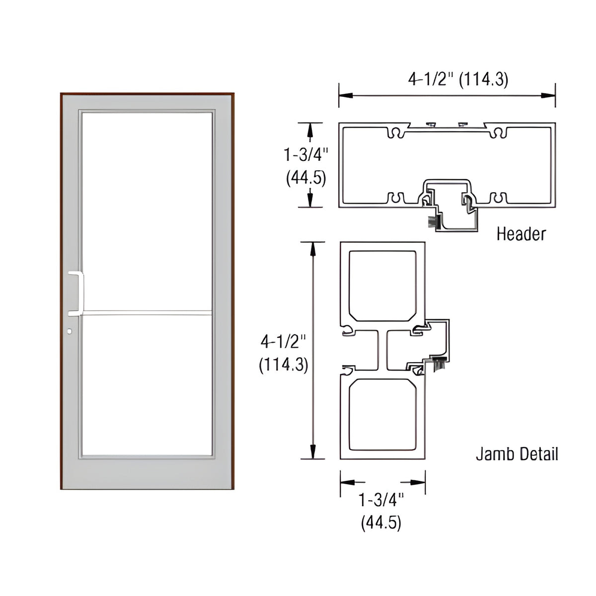 CRL-U.S. Aluminum Custom Sized Bronze Black Anodized Series 450 Tubular Butt Hinge Up and Over Frame Complete (1F)