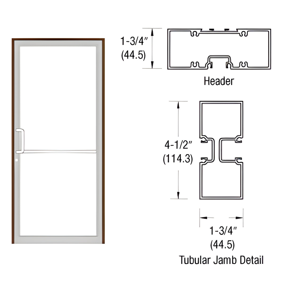 CRL-U.S. Aluminum Custom Sized Bronze Black Anodized Series 450 Tubular Gear Hinge Up and Over Frame Complete (1F)
