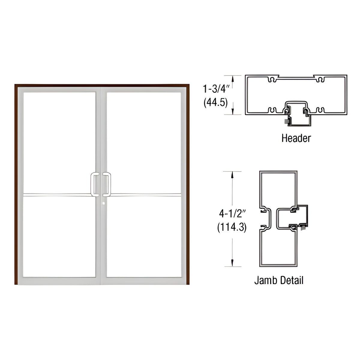 CRL-U.S. Aluminum Custom Sized Bronze Black Anodized Series 450 Tubular Butt Hinge Up and Over Frame Complete (2F)