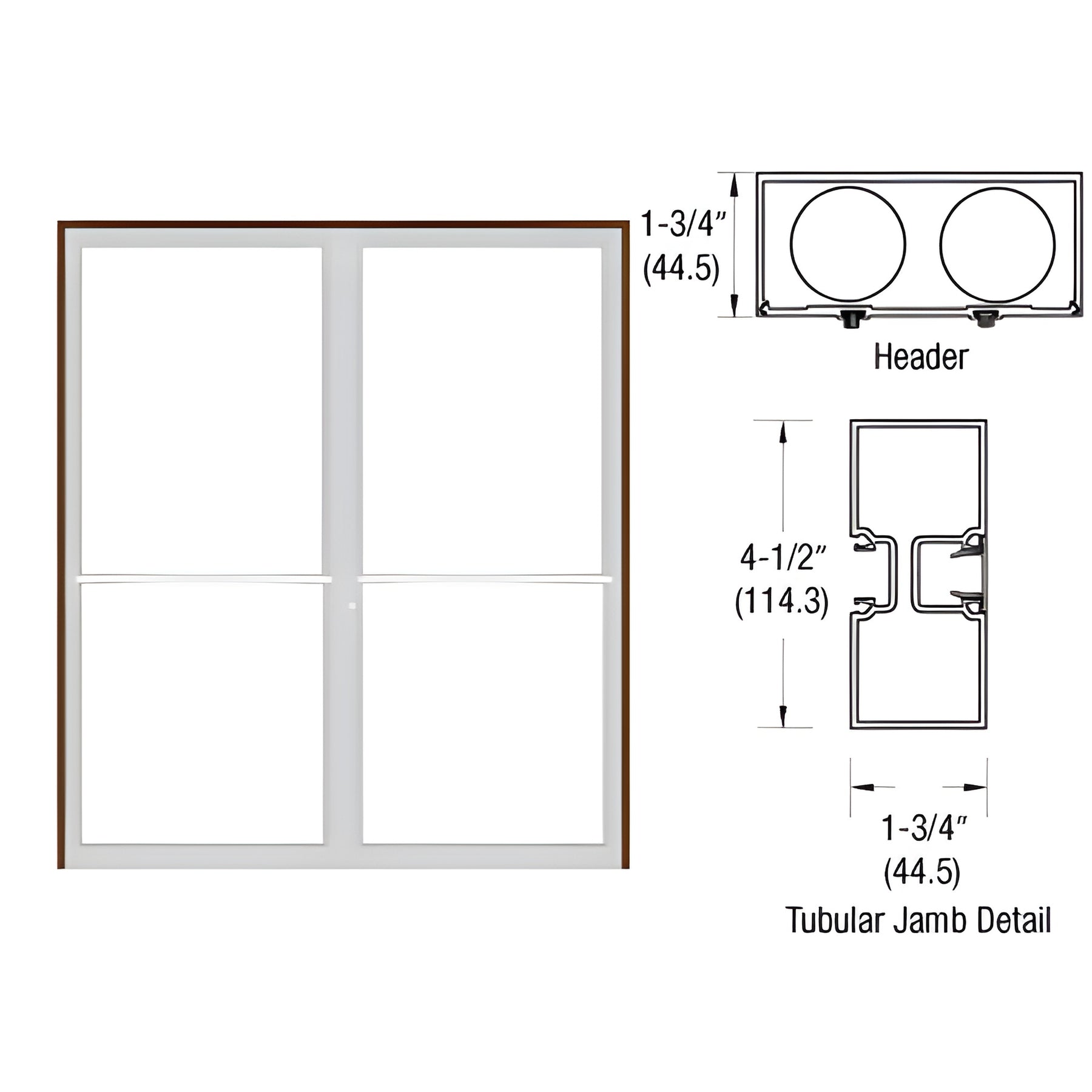 CRL-U.S. Aluminum Custom Sized Bronze Black Anodized Series 450 Tubular Center Hung Up and Over Frame Complete (2F)