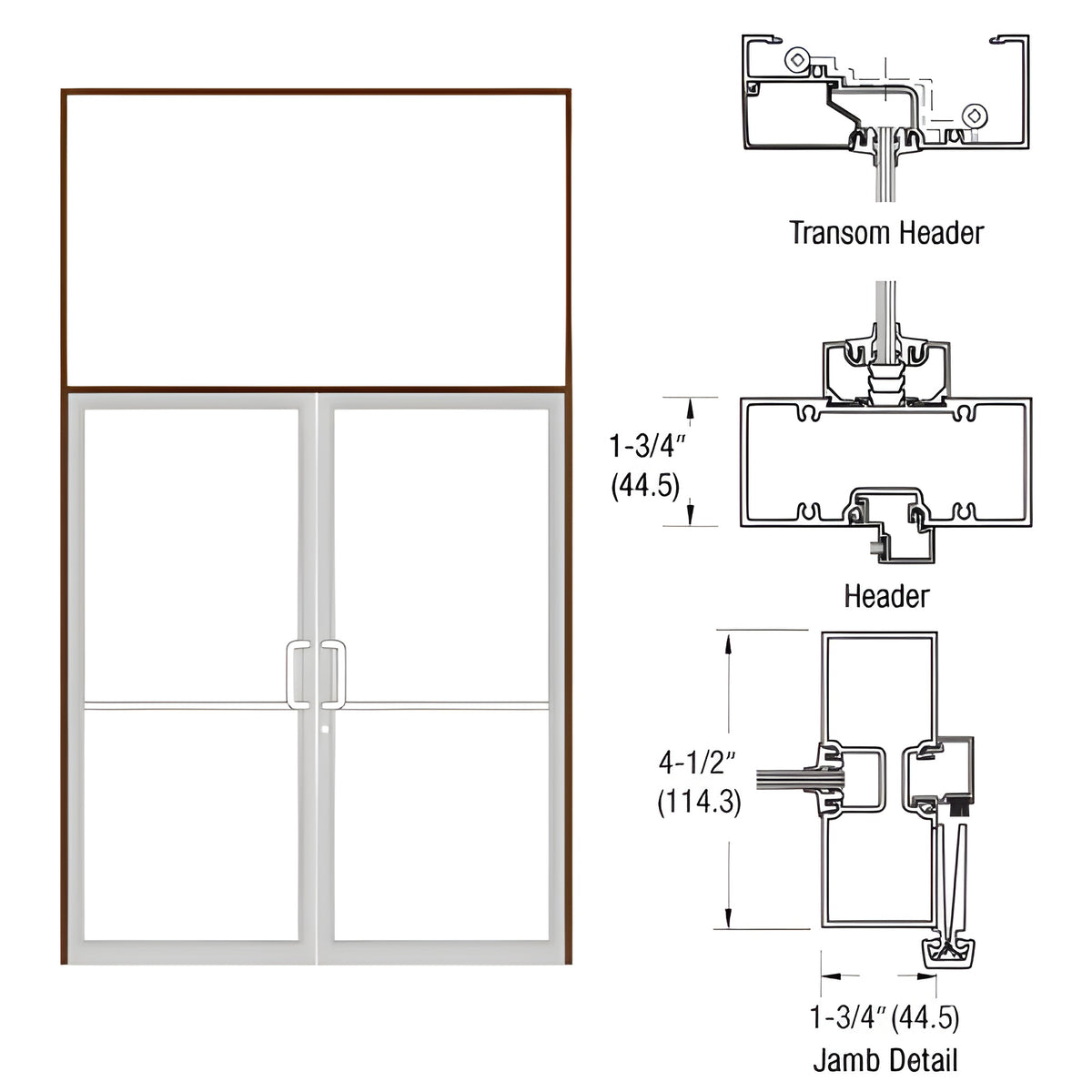 CRL-U.S. Aluminum Custom Sized Bronze Black Anodized Series 450 Tubular Gear Hinge Transom Frame Complete (2FT)