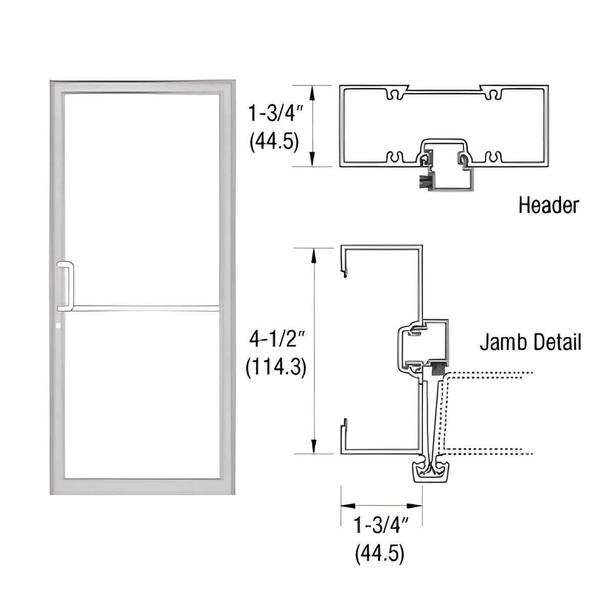 CRL-U.S. Aluminum Custom Sized Clear Anodized Series 450 Open Back Gear Hinge Up and Over Frame Complete (1F)