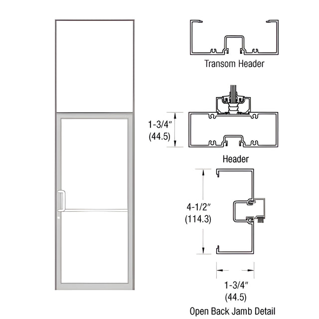 CRL-U.S. Aluminum Custom Sized Clear Anodized Series 450 Open Back Offset Pivot Transom Frame Complete (1FT)