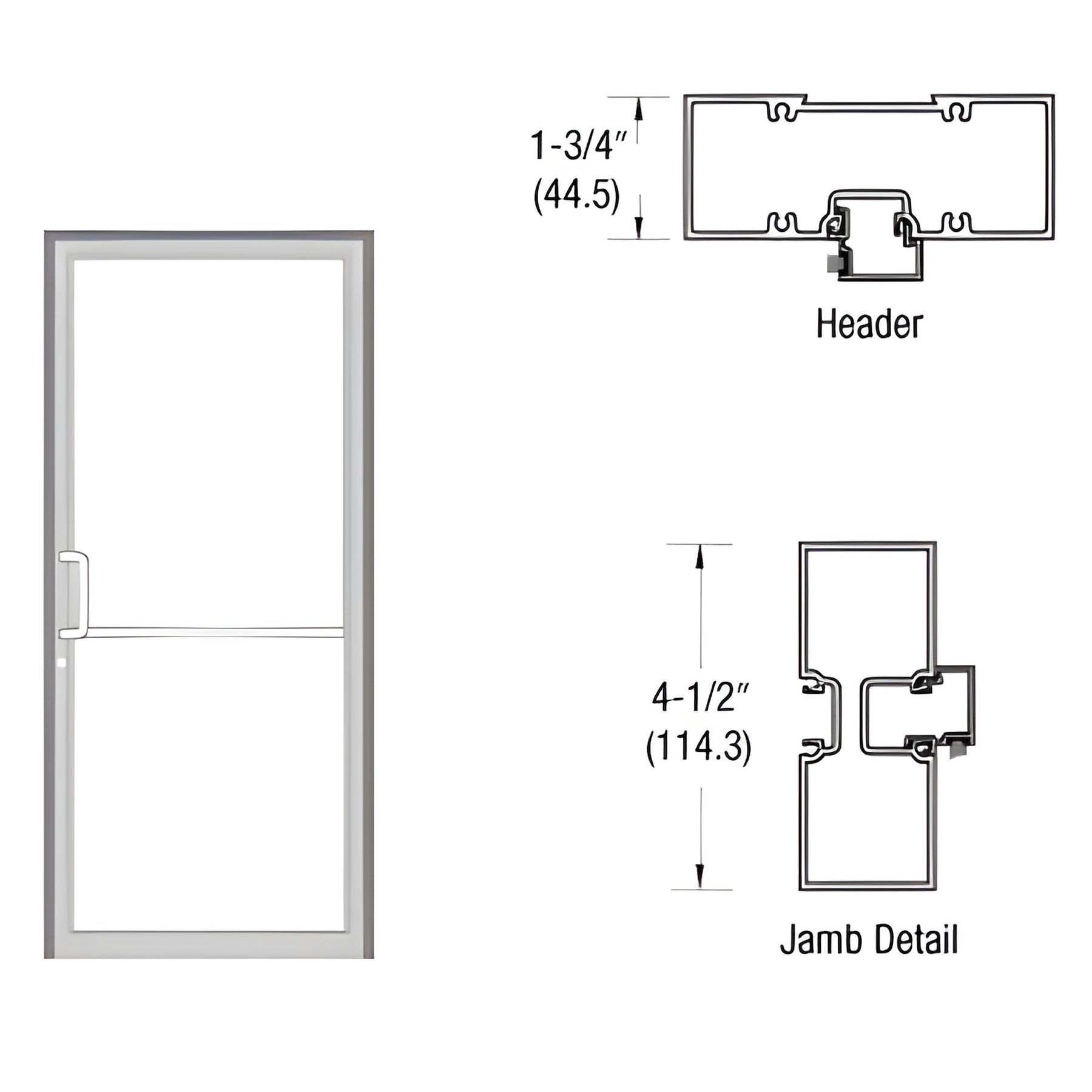 CRL-U.S. Aluminum Custom Sized Clear Anodized Series 450 Tubular Butt Hinge Up and Over Frame Complete (1F)