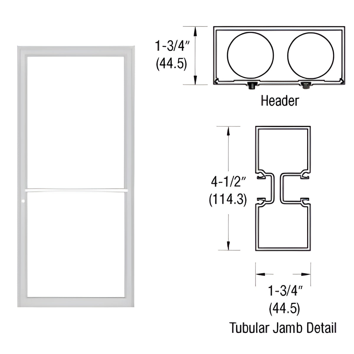 CRL-U.S. Aluminum Custom Sized Clear Anodized Series 450 Tubular Center Hung Pivot Up and Over Frame Complete (1F)
