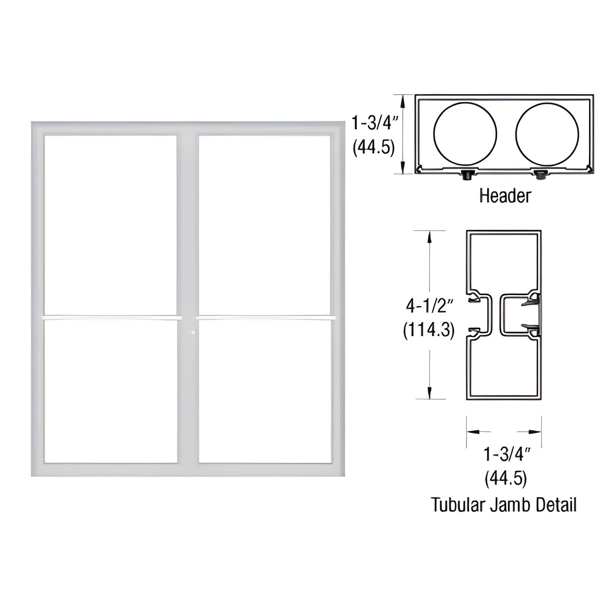 CRL-U.S. Aluminum Custom Sized Clear Anodized Series 450 Tubular Center Hung Up and Over Frame Complete (2F)