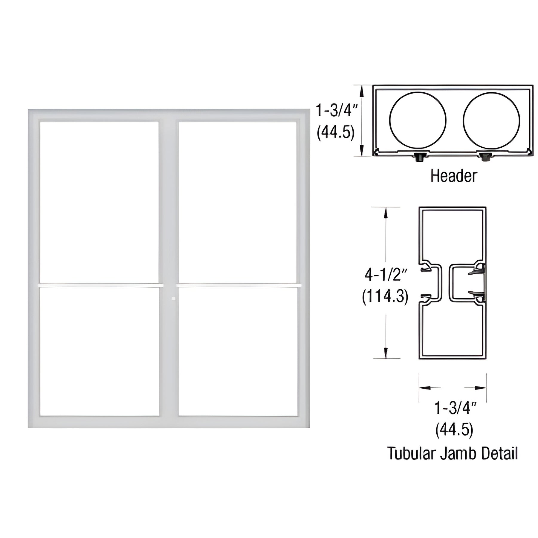 CRL-U.S. Aluminum Custom Sized Clear Anodized Series 450 Tubular Center Hung Up and Over Frame Complete (2F)