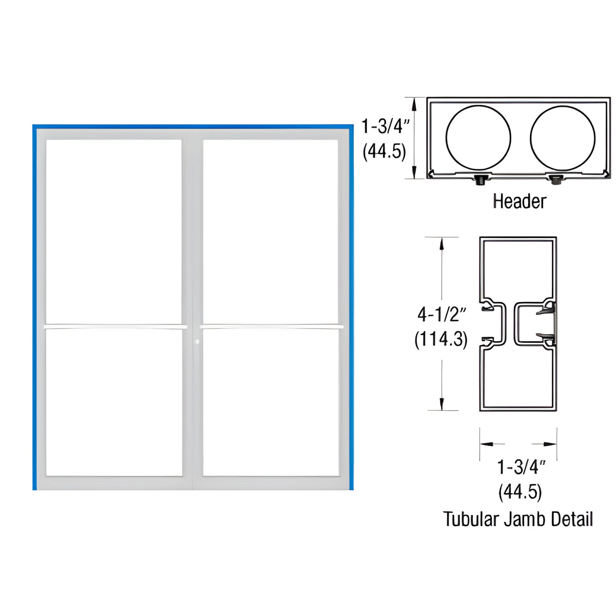 CRL-U.S. Aluminum Custom Sized Custom Paint Series 450 Tubular Center Hung Up and Over Frame Complete (2F)