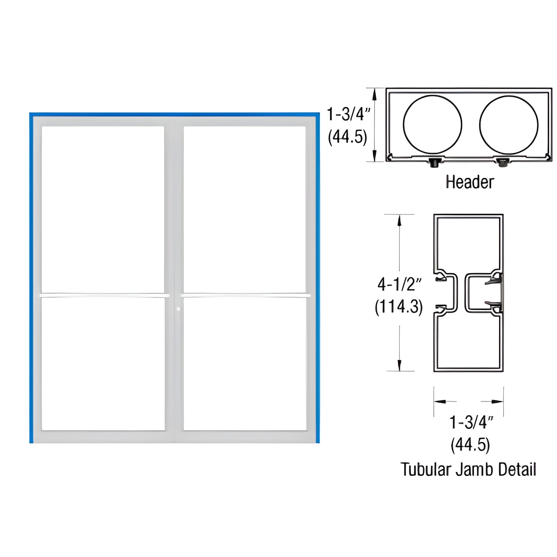 CRL-U.S. Aluminum Custom Sized Custom Paint Series 450 Tubular Center Hung Up and Over Frame Complete (2F)
