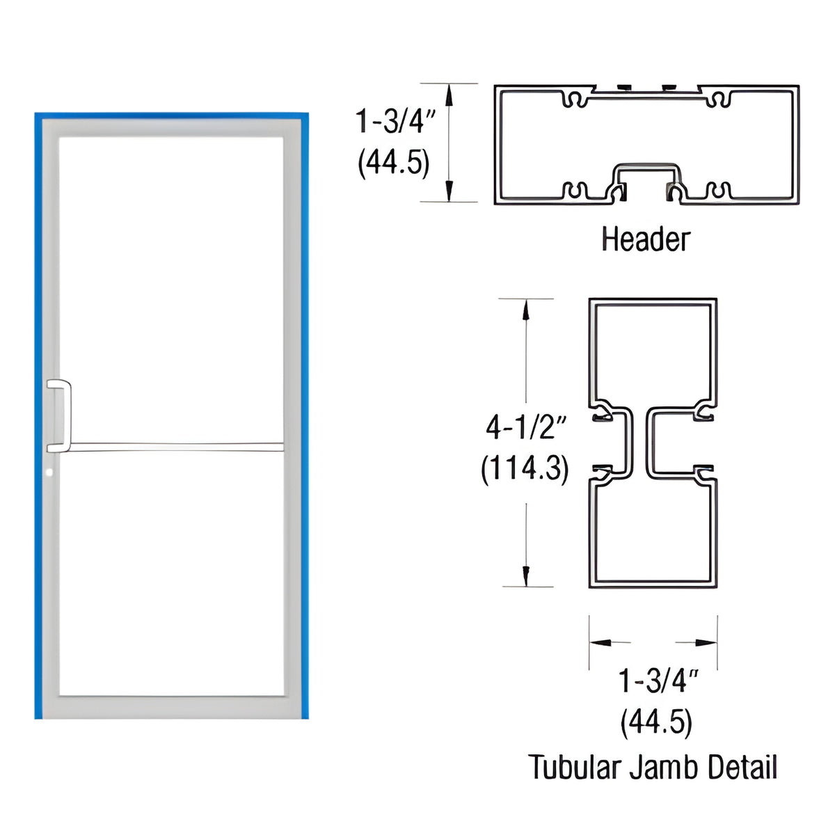CRL-U.S. Aluminum Custom Sized Standard KYNAR® Series 450 Tubular Gear Hinge Up and Over Frame Complete (1F)