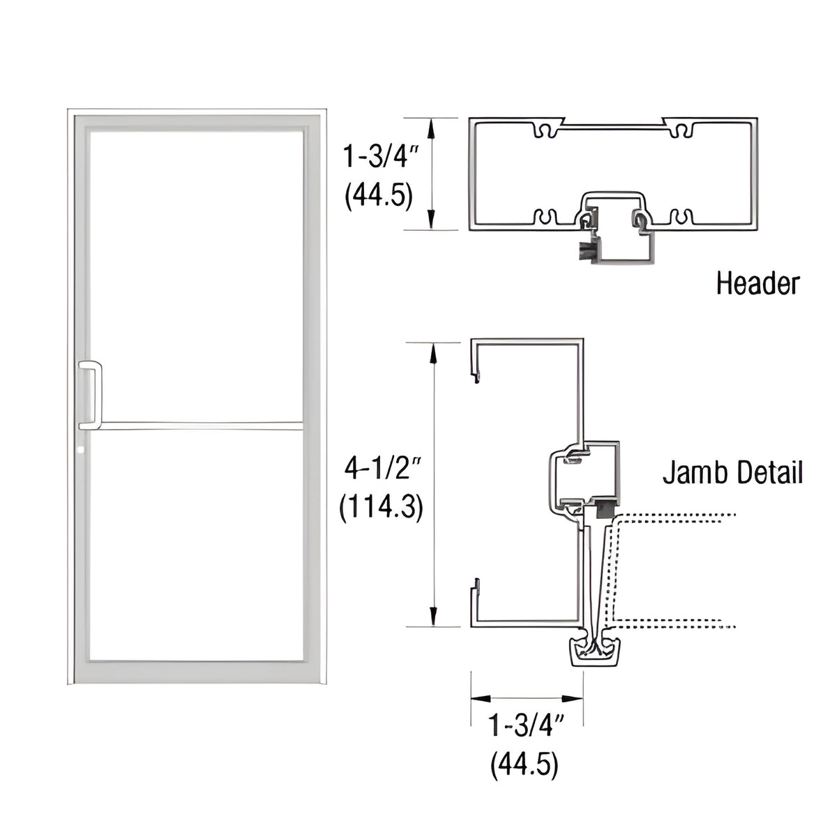 CRL-U.S. Aluminum Custom Sized White KYNAR® Paint Series 450 Open Back Gear Hinge Up and Over Frame Complete (1F)