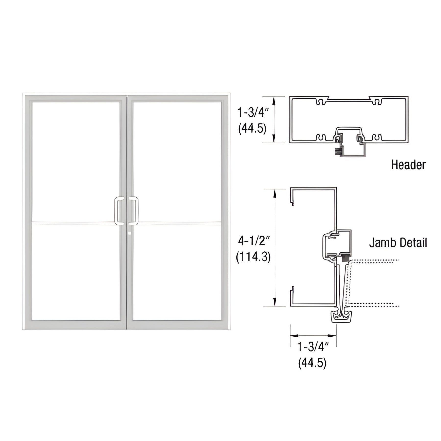 CRL-U.S. Aluminum Custom Sized White KYNAR® Paint Series 450 Open Back Gear Hinge Up and Over Frame Complete (2F)