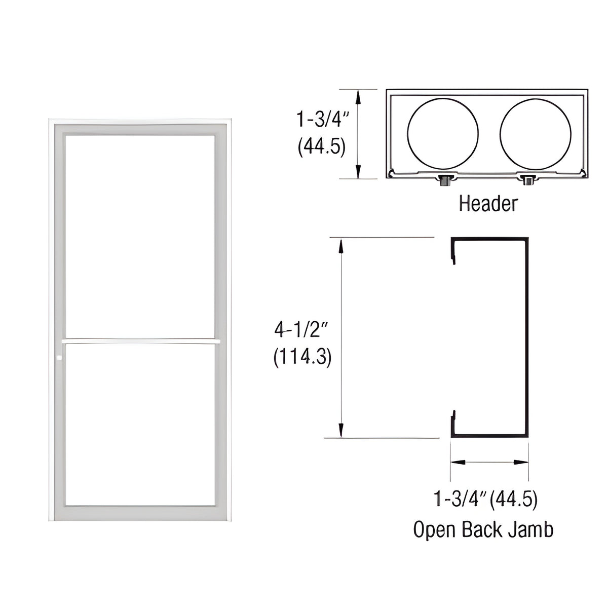 CRL-U.S. Aluminum Custom Sized White KYNAR® Paint Series 450 Up and Over Single Door Frame