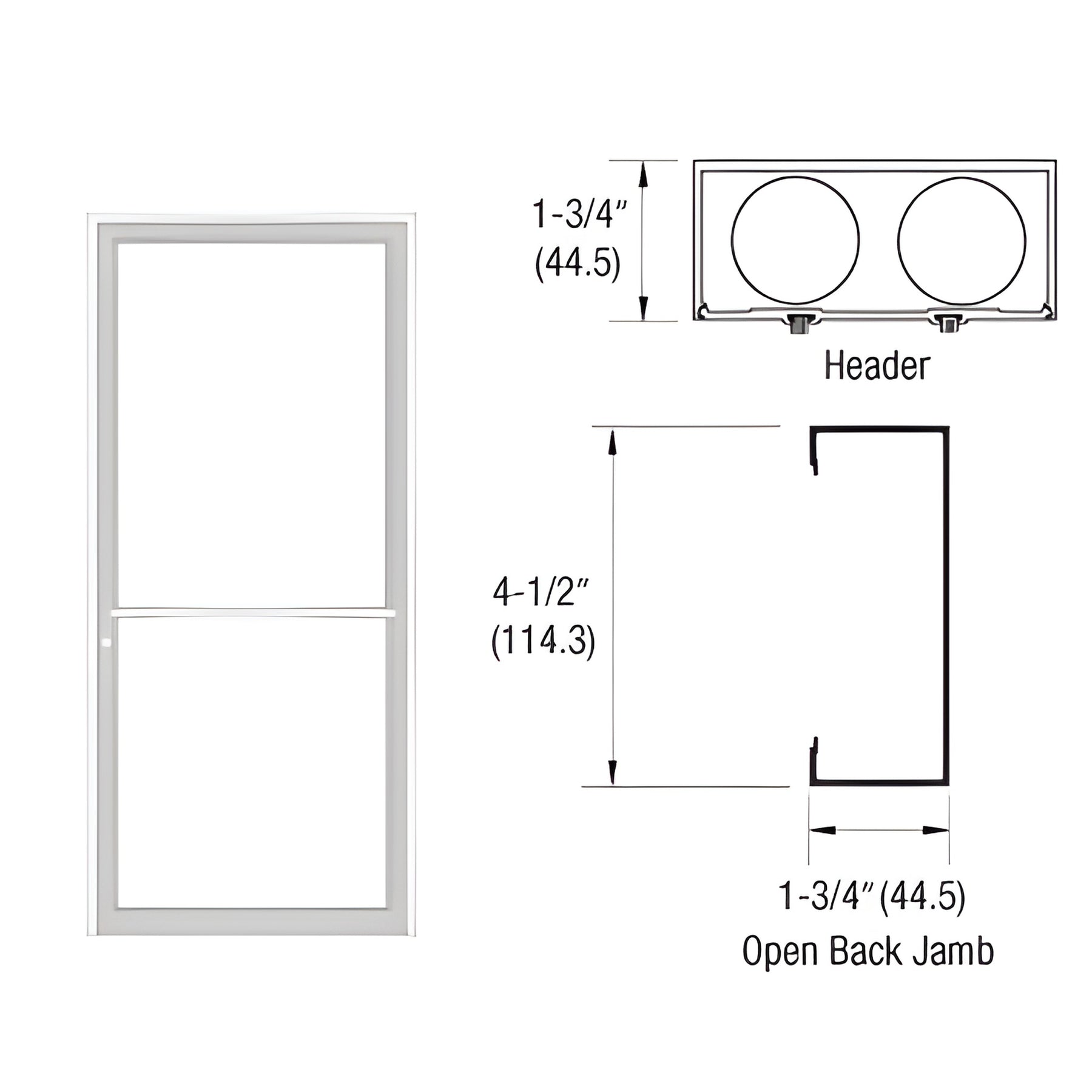 CRL-U.S. Aluminum Custom Sized White KYNAR® Paint Series 450 Up and Over Single Door Frame