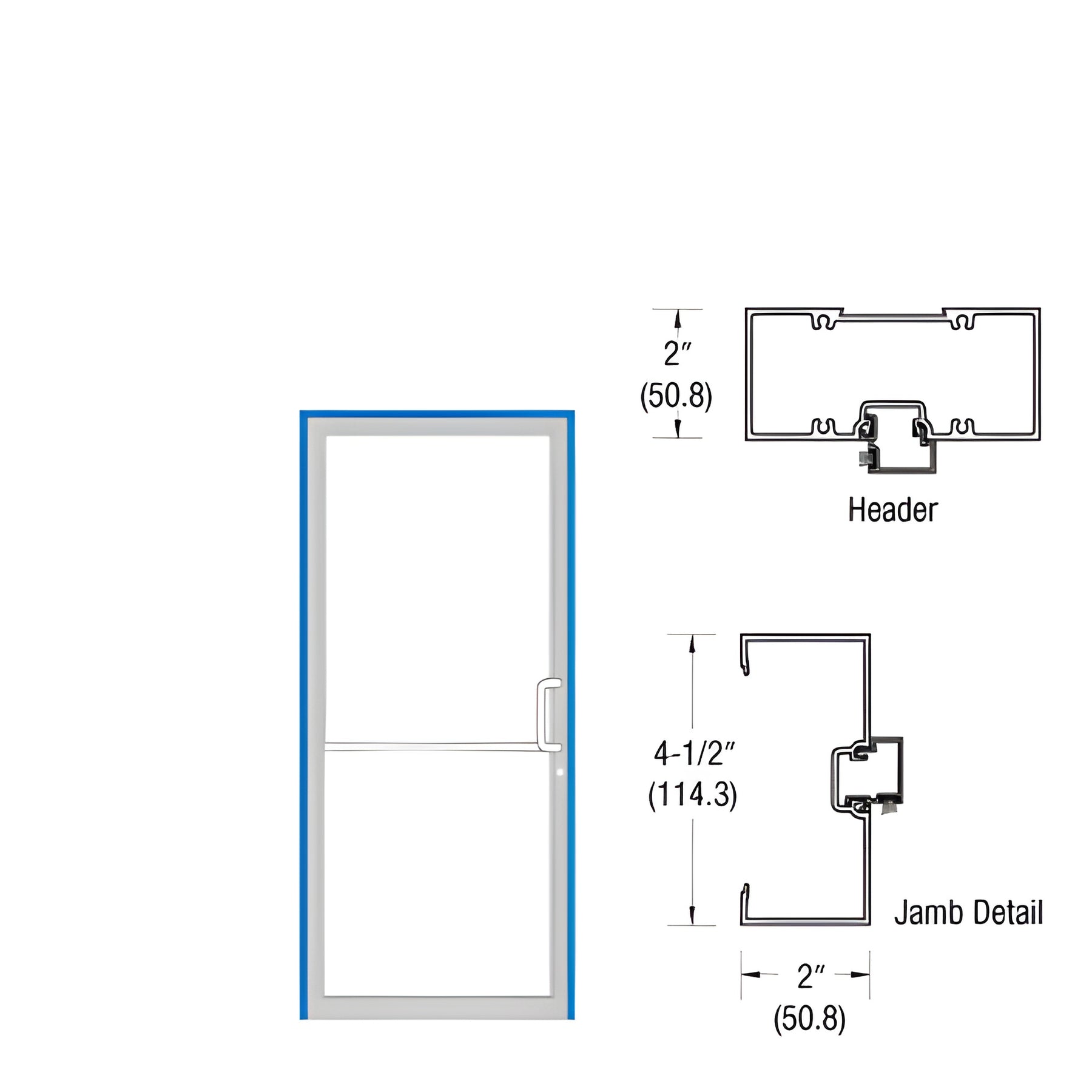 CRL-U.S. Aluminum Dark Bronze/Black Anodized Class 1 2" x 4-1/2" Open Back Up and Over Frame for Single Door and Prepped for Pair Butt Hinges with Cut-Out for Standard Hook Lock - Right Hand