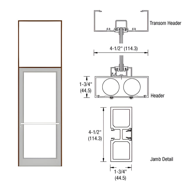CRL-U.S. Aluminum Dark Bronze/Black Anodized Class 1 39-1/2" x 126" Series DF800 Tubular Center Hung Transom Frame Complete (1FT)