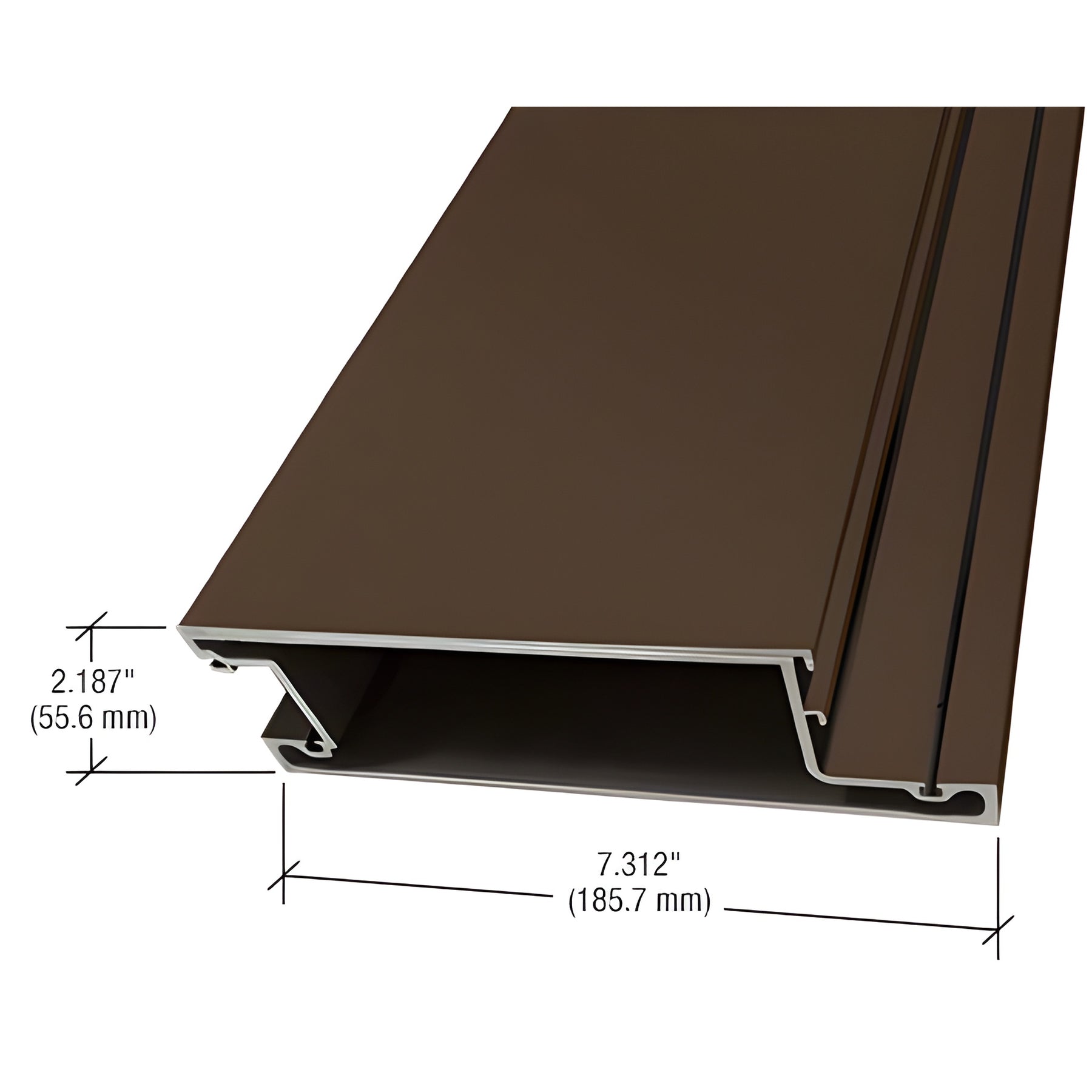 CRL-U.S. Aluminum Dark Bronze/Black Anodized Class 1 7-5/16" Mid-Rail for 9/16" Glass - 21'0