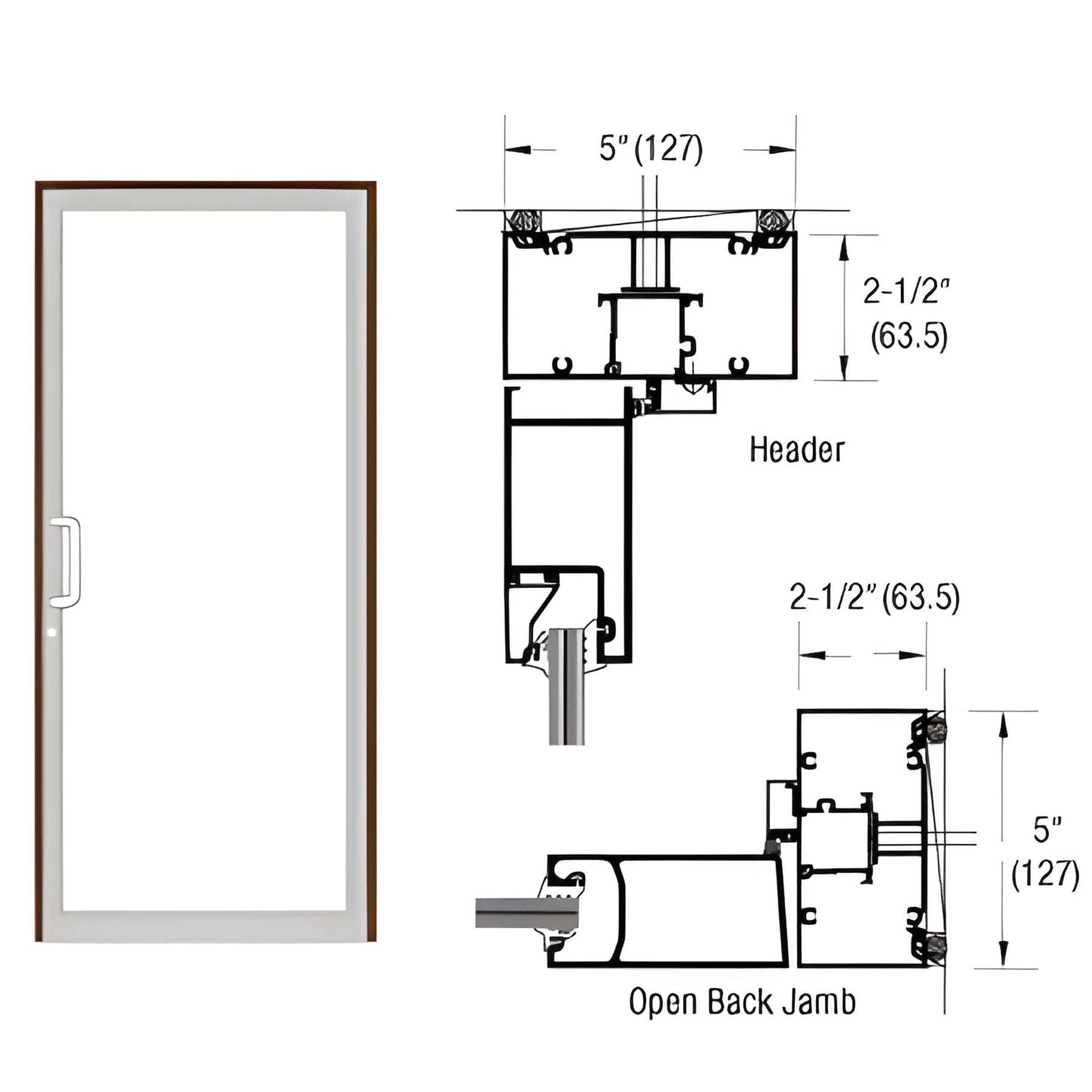 CRL-U.S. Aluminum Dark Bronze/Black Anodized Class 1 IG500 Series Custom Up/Over Butt Hinge Door Frame