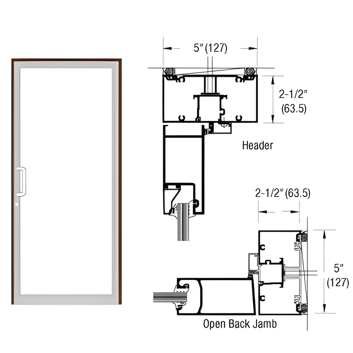 CRL-U.S. Aluminum Dark Bronze/Black Anodized Class 1 IG500 Series Custom Up/Over Door Frame for Geared Hinge and Surface Closer