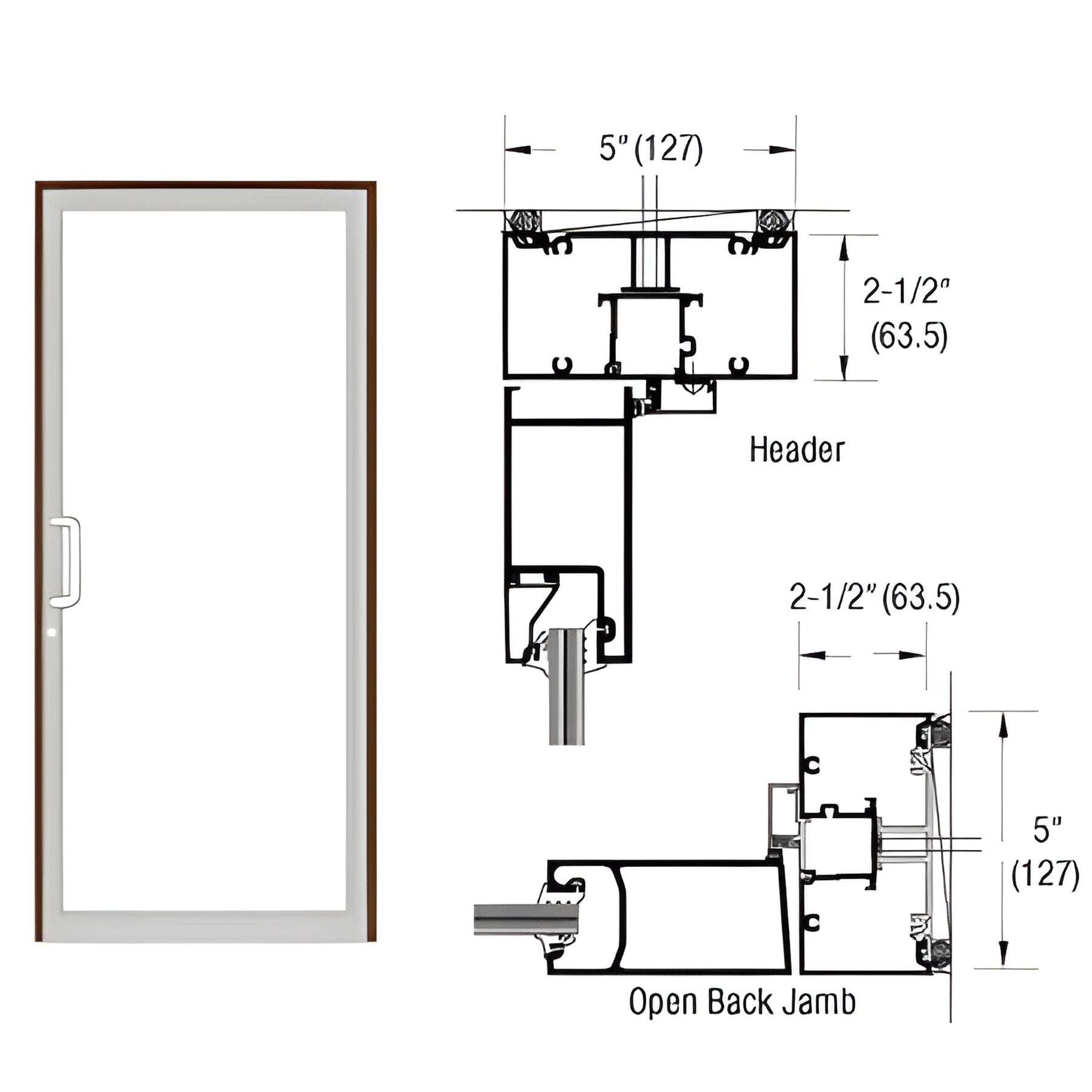CRL-U.S. Aluminum Dark Bronze/Black Anodized Class 1 IG500 Series Custom Up/Over Door Frame for Geared Hinge and Surface Closer
