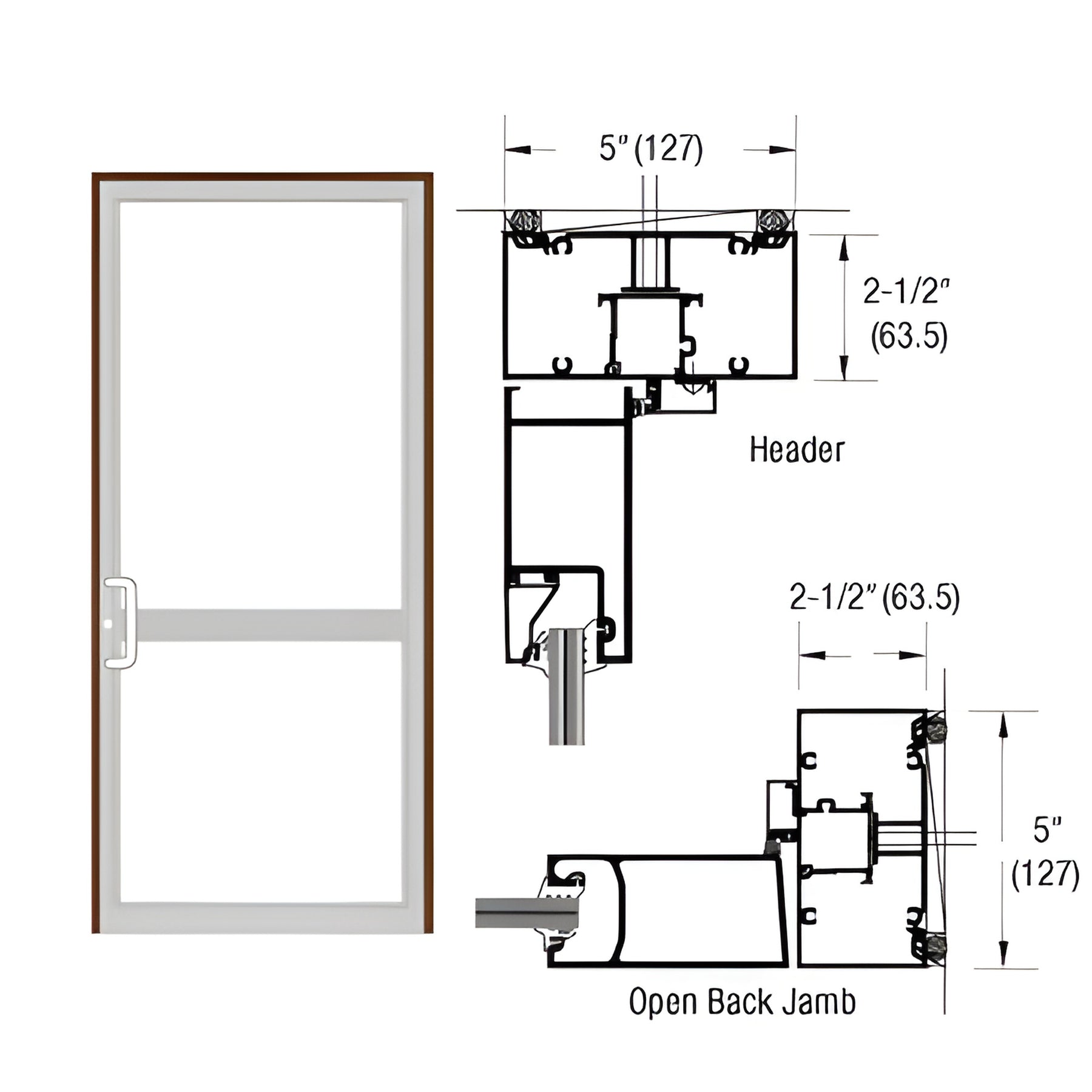 CRL-U.S. Aluminum Dark Bronze/Black Anodized Class 1 IG500 Series Custom Up/Over Butt Hinge CVR Door Frame