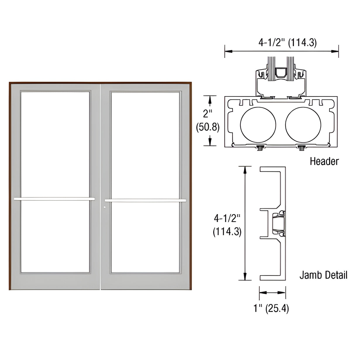 CRL-U.S. Aluminum Dark Bronze/Black Anodized Class 1 Series DF800 Up/Over Sub Frame for a Pair of Doors