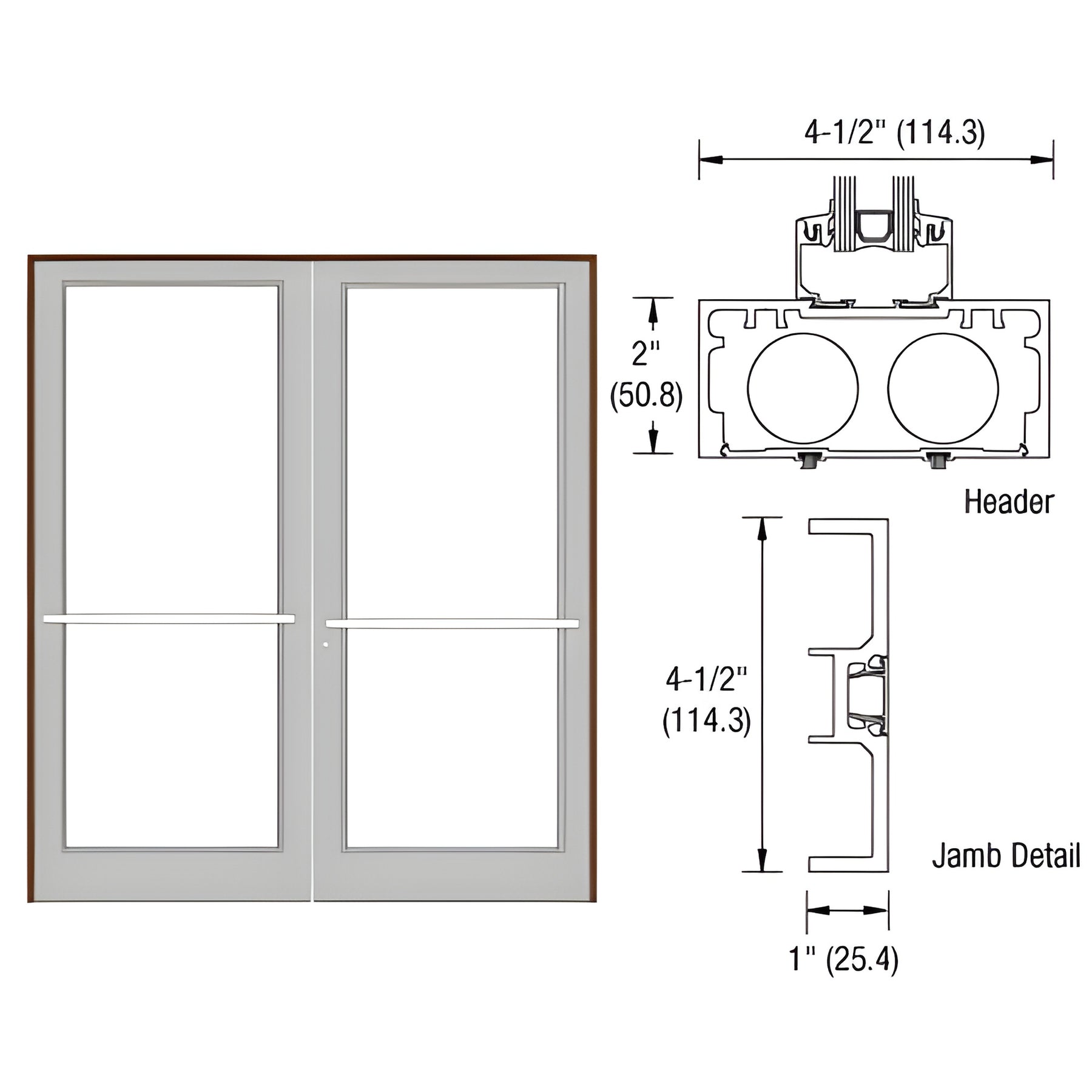 CRL-U.S. Aluminum Dark Bronze/Black Anodized Class 1 Series DF800 Up/Over Sub Frame for a Pair of Doors