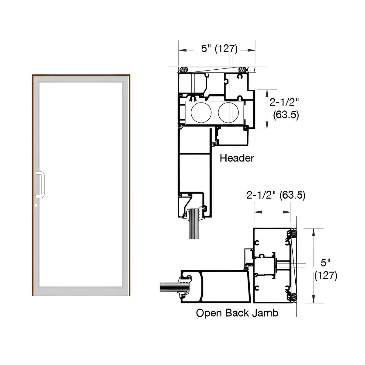 CRL-U.S. Aluminum Dark Bronze/Black Anodized Class 1 Series IG500 Custom Up/Over Door Frame for Geared Hinged and Overhead Concealed Closer